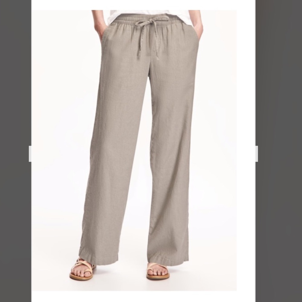 Old Navy army green wide leg linen pants size M